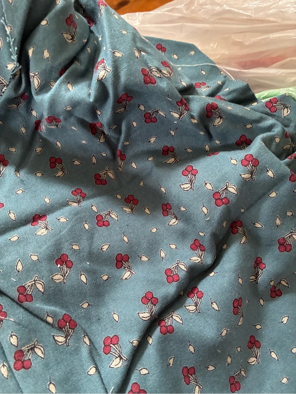 Assorted Floral and Print Cotton Fabric Scraps - Blue, Teal, Pink - Picture 3 of 5